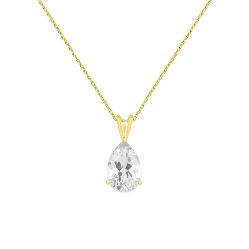 Collier - Pendentif Or Jaune Zirconium Goutte - Femme