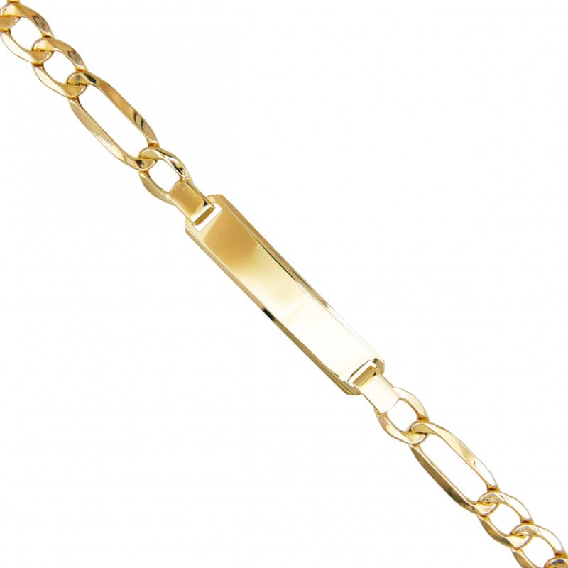 Gourmette Or Jaune Maille Figaro Alternée 1+3 - Gravure Offerte - Homme