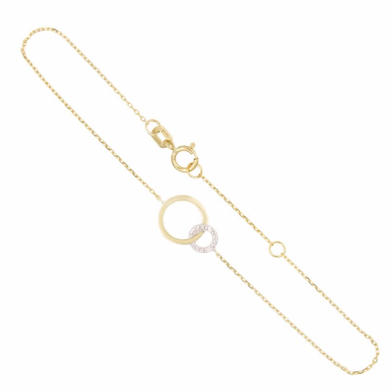 Bracelet Or Jaune et Diamants - Motif Anneaux - Femme