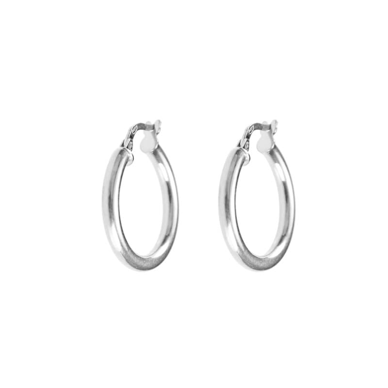 Boucles d'Oreilles Créoles Or Blanc - Femme