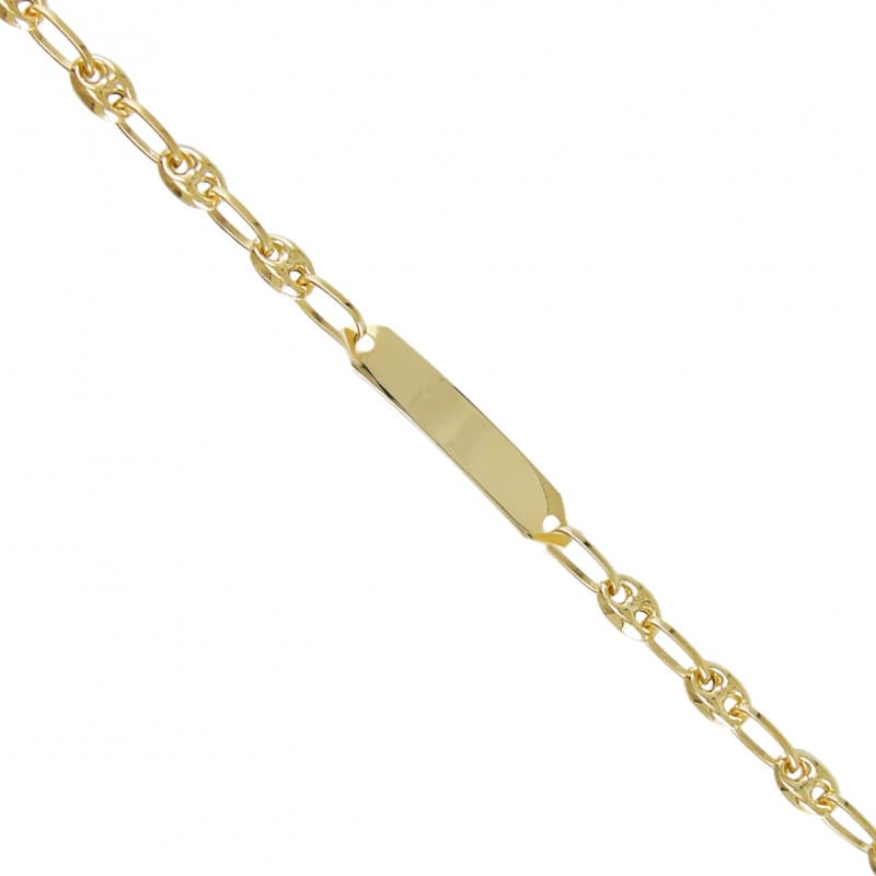 Bracelet Enfant Or Jaune - Gourmette - Maille Grain de Café - Gravure Offerte