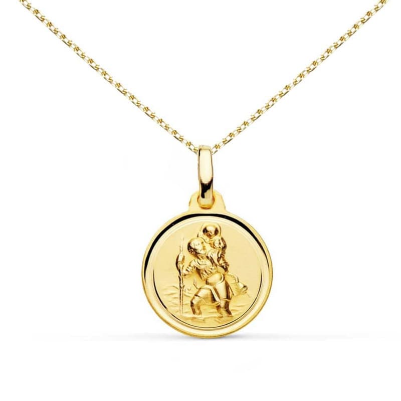 Collier - Médaille Or 18 Carats 750/1000 Saint Christophe - Chaßne Dorée & Gravure Offerte