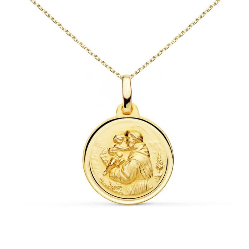 Collier - Médaille Saint Antoine Or Jaune - Chaßne Dorée - Gravure Offerte