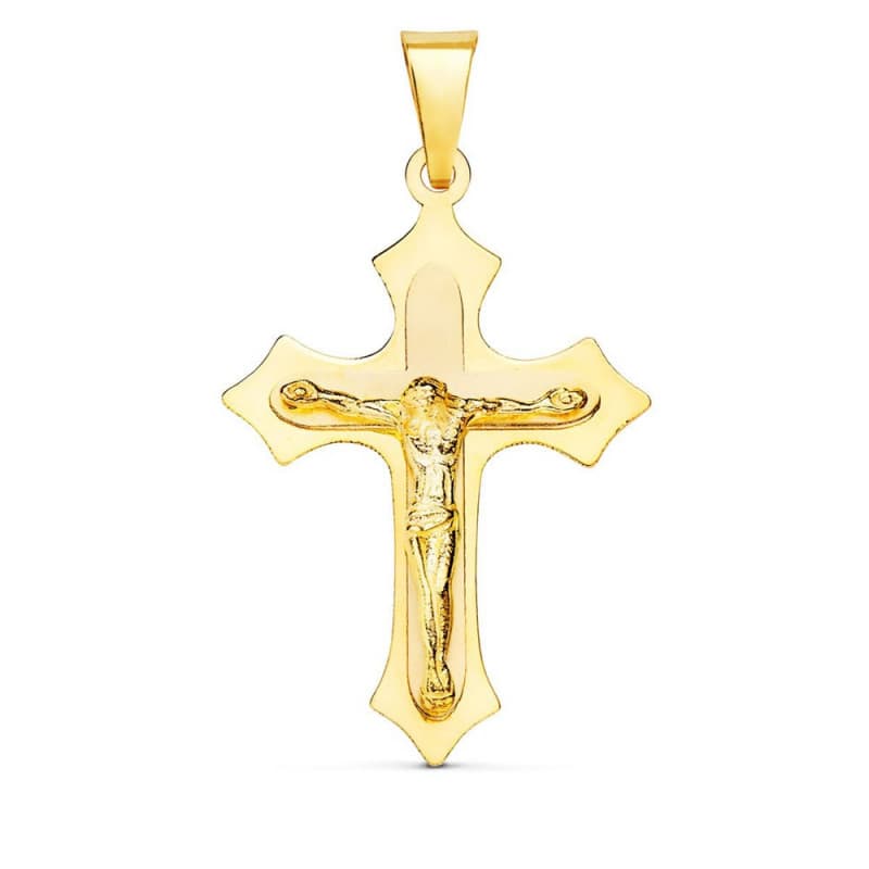 Pendentif - Médaille Christ sur la Croix Or 18 Carats 750/000 Jaune - Chaine Offerte