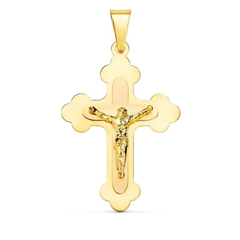 Pendentif - Médaille Christ sur la Croix Or 18 Carats 750/000 Jaune - Chaine Offerte