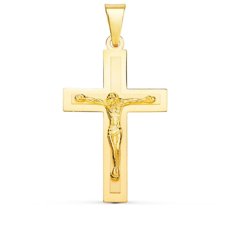 Pendentif - Médaille Christ sur la Croix Or 18 Carats 750/000 Jaune - Chaine Offerte