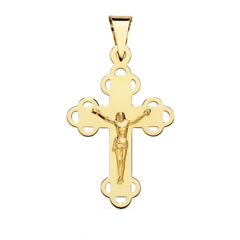 Pendentif - Médaille Christ sur la Croix Or 18 Carats 750 Jaune - Chaine Offerte