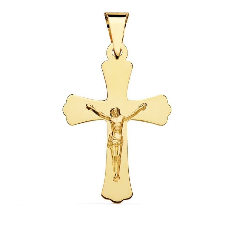 Pendentif - Médaille Christ sur la Croix Or 18 Carats 750 Jaune - Chaine Offerte