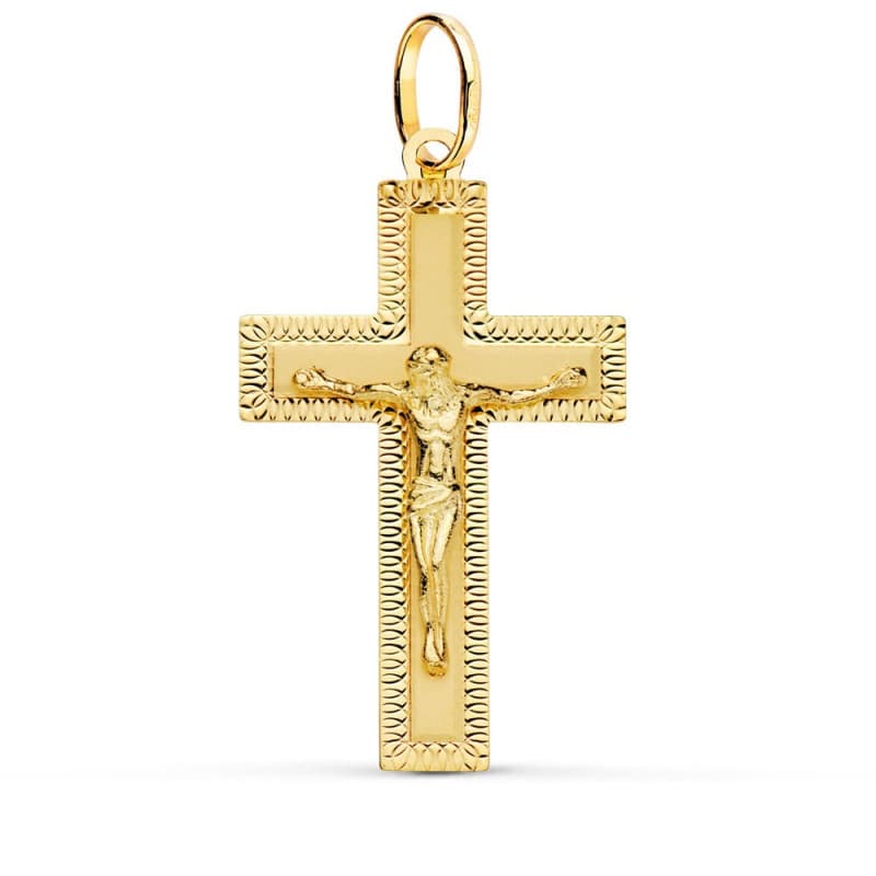 Pendentif - Médaille Christ sur la Croix Or 18 Carats 750 Jaune - Chaines Offertes