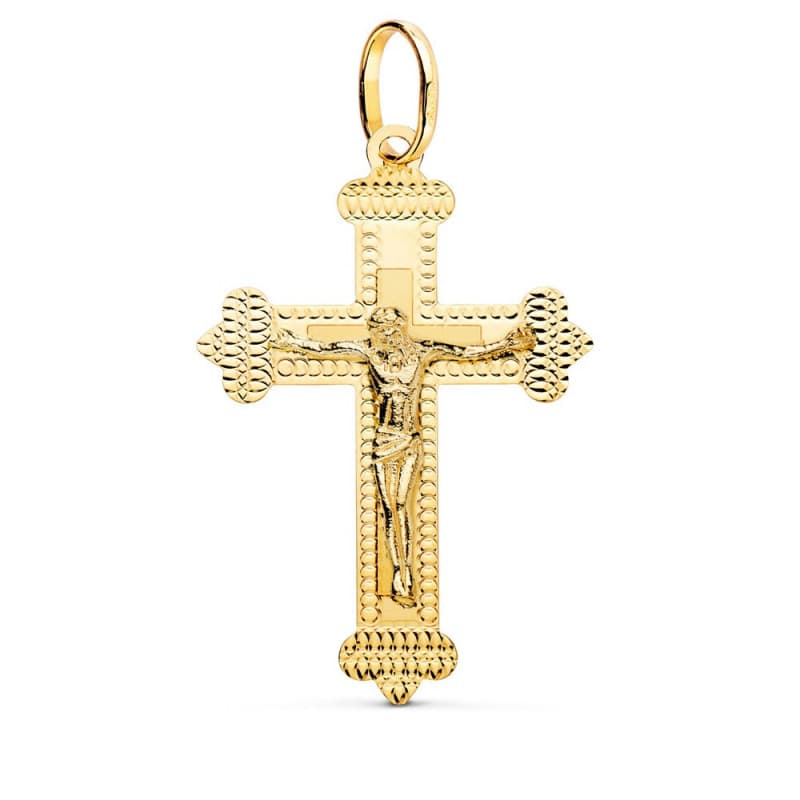 Pendentif - Médaille Christ sur la Croix Or 18 Carats 750 Jaune - Chaine Offerte