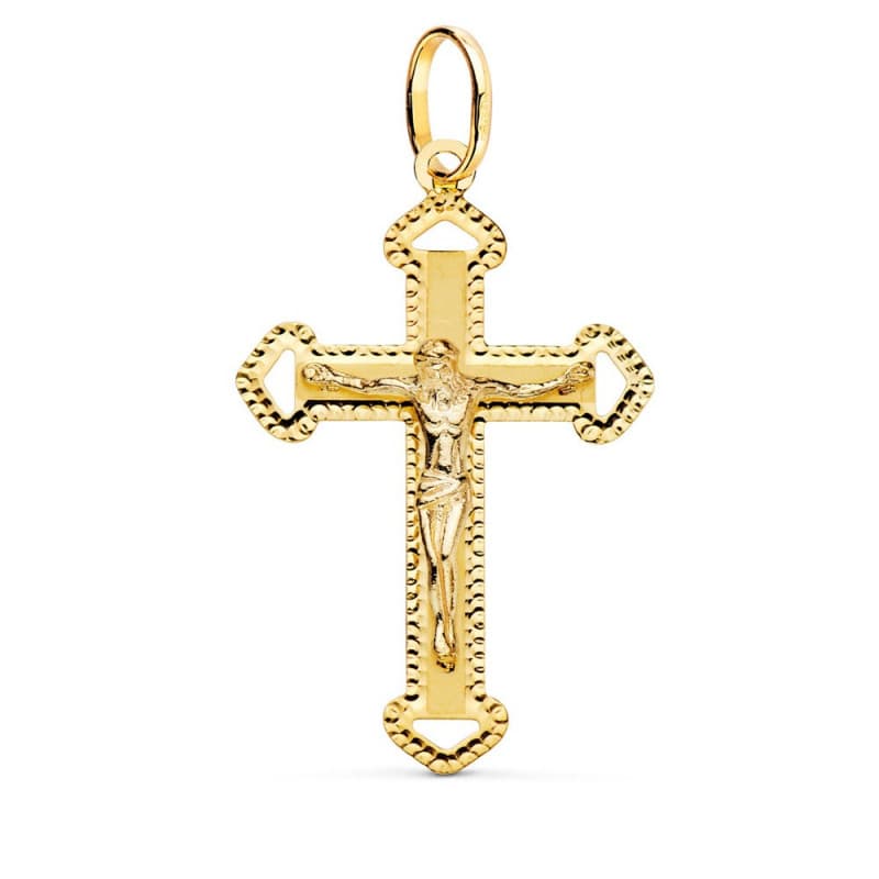 Pendentif - Médaille Christ sur la Croix Or 18 Carats 750 Jaune - Chaine Offerte