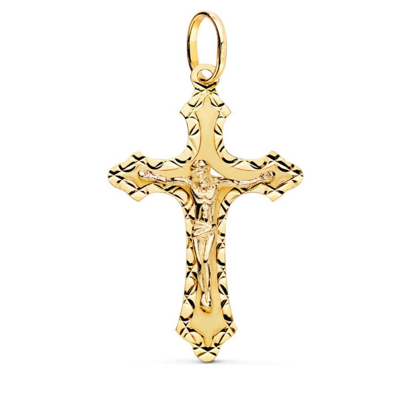Pendentif - Médaille Christ sur la Croix Or 18 Carats 750 Jaune - Chaine Offerte