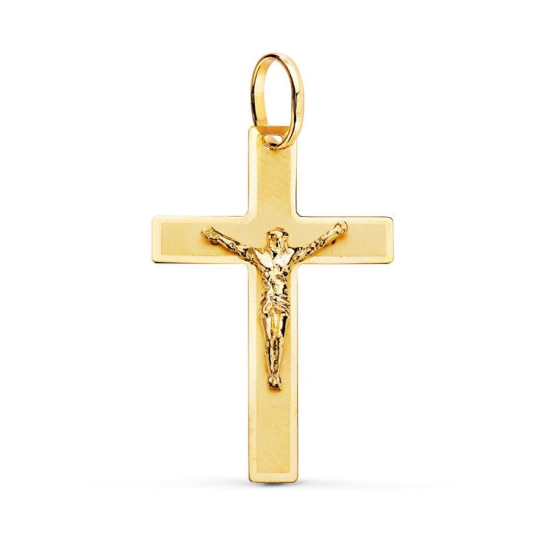 Pendentif - Médaille Christ sur la Croix Or 18 Carats 750 Jaune - Chaine Offerte