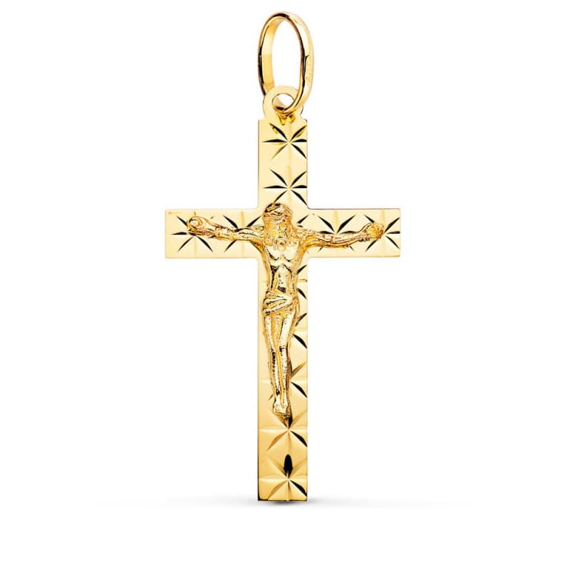 Pendentif - Médaille Christ sur la Croix Or 18 Carats 750 Jaune - Chaine Offerte