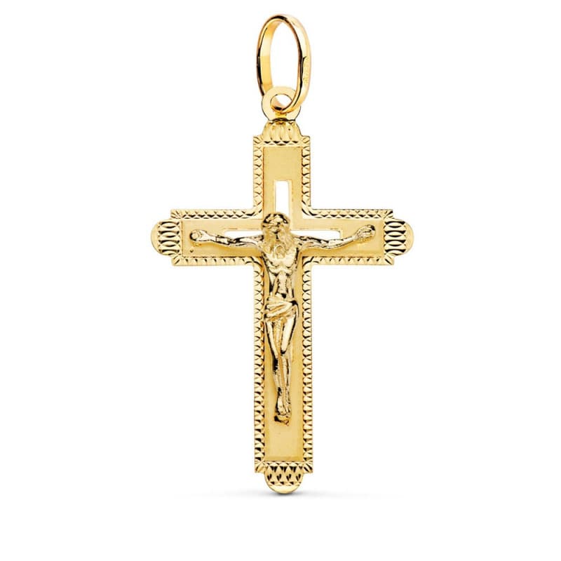 Pendentif - Médaille Christ sur la Croix Or 18 Carats 750 Jaune - Chaine Offerte