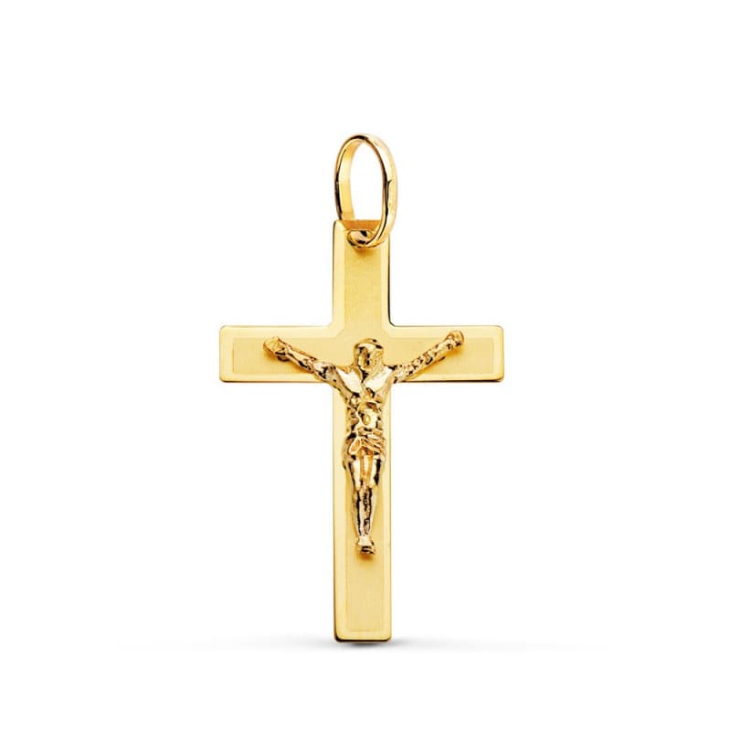 Pendentif - Médaille Christ sur la Croix Or 18 Carats 750 Jaune - Chaine Offerte