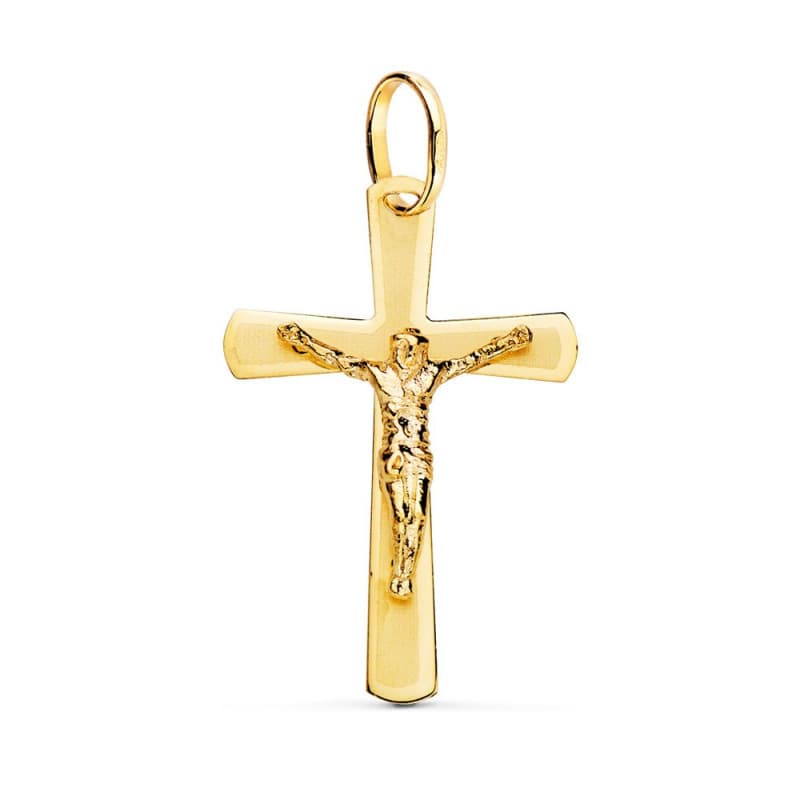 Pendentif - Médaille Christ sur la Croix Or 18 Carats 750 Jaune - Chaine Offerte