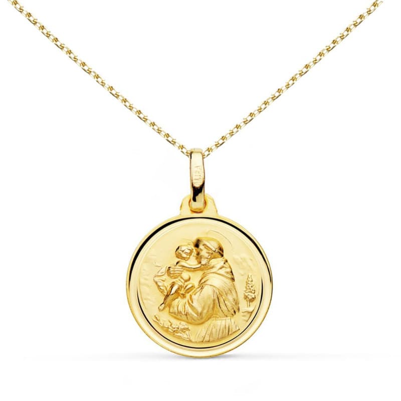 Collier - Médaille Or 18 Carats 750/1000 Saint Antoine de Padoue - Chaßne Dorée - Gravure Offerte