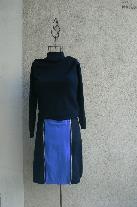 Jupe zip réversible Saya (Noir/bleu) - Small
