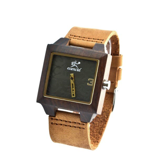 Montre en bois Sacha (Ebène et cuir)