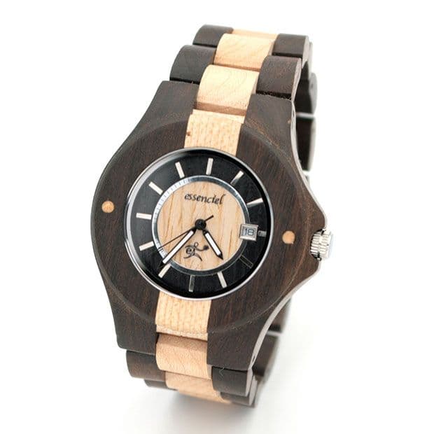 Montre en bois homme Mathias (Ébène et érable) 40 mm