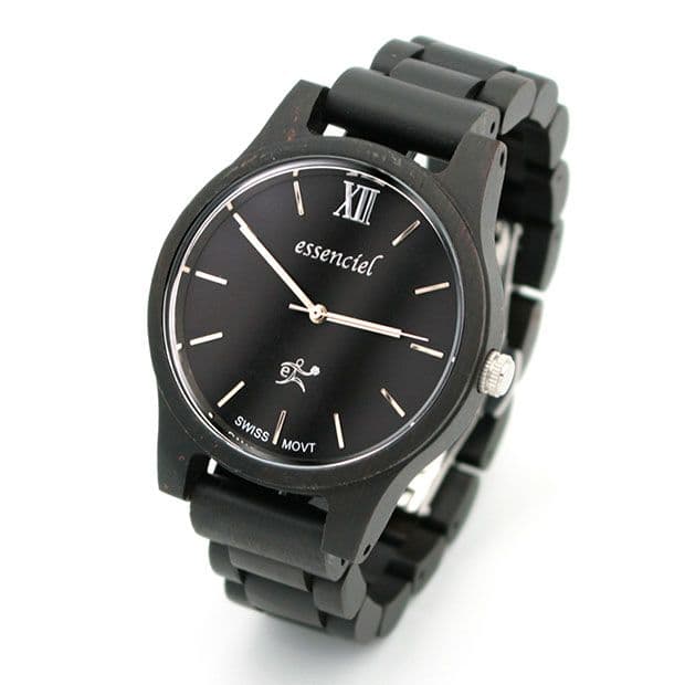 Montre en bois homme Kim (Ébène) 42 mm