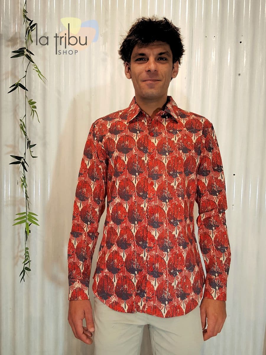 Chemise Kali-Yog Peter manches longues (Pumpkin red) - Medium