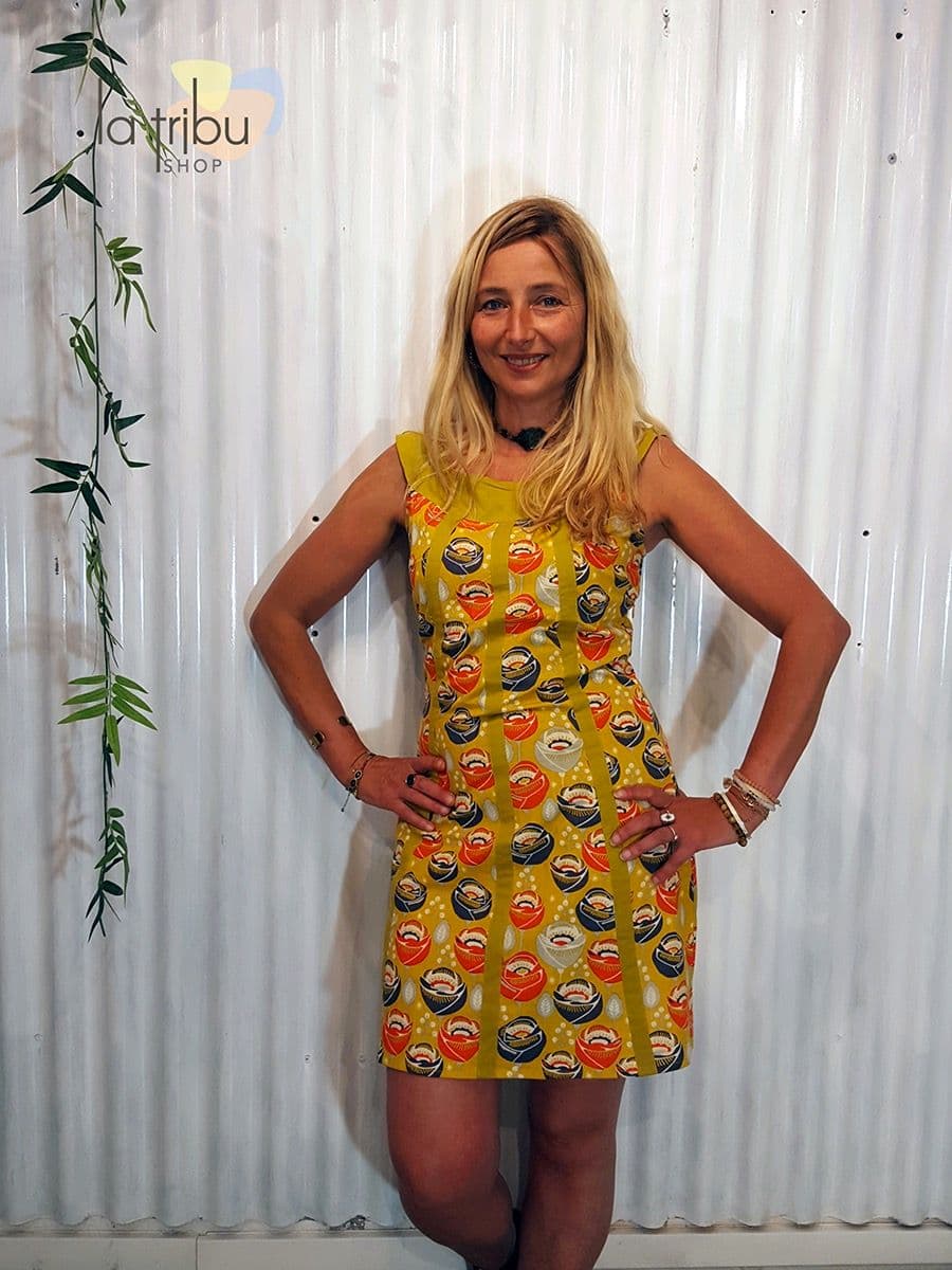 Robe Kali-Yog Cléo (Funky flower mustard) - Large