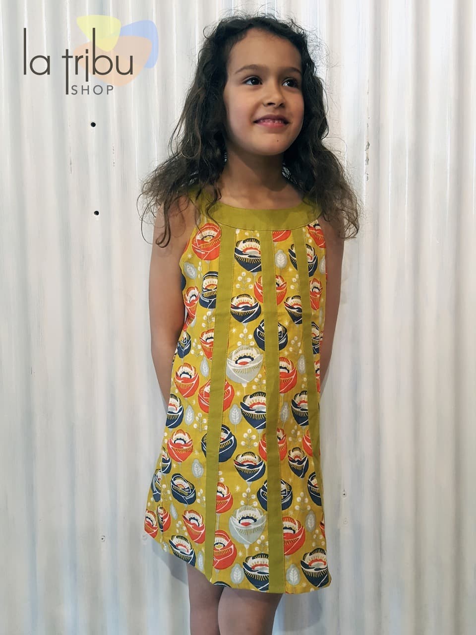 Robe enfant Kali-Yog Cléo (Funky flower mustard) - 10 ans