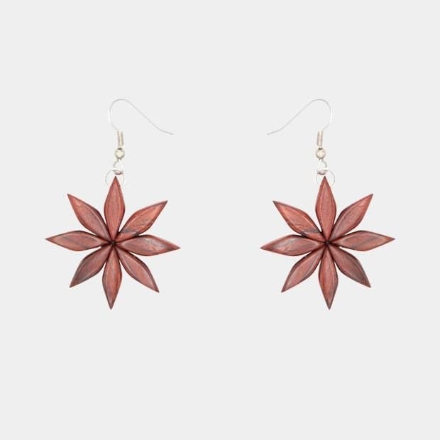 Boucles d'oreilles fleurs acajou Floria