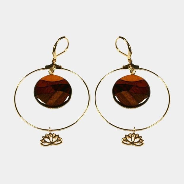 Boucles d'oreilles lotus et or Eloina