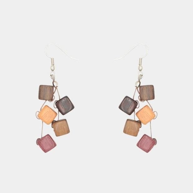 Boucles d'oreilles multicolore carré- Fydjie