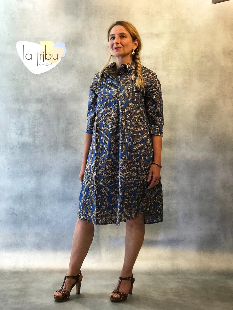 Robe/Kurta Kali-Yog Fara (Fish blue) - Medium
