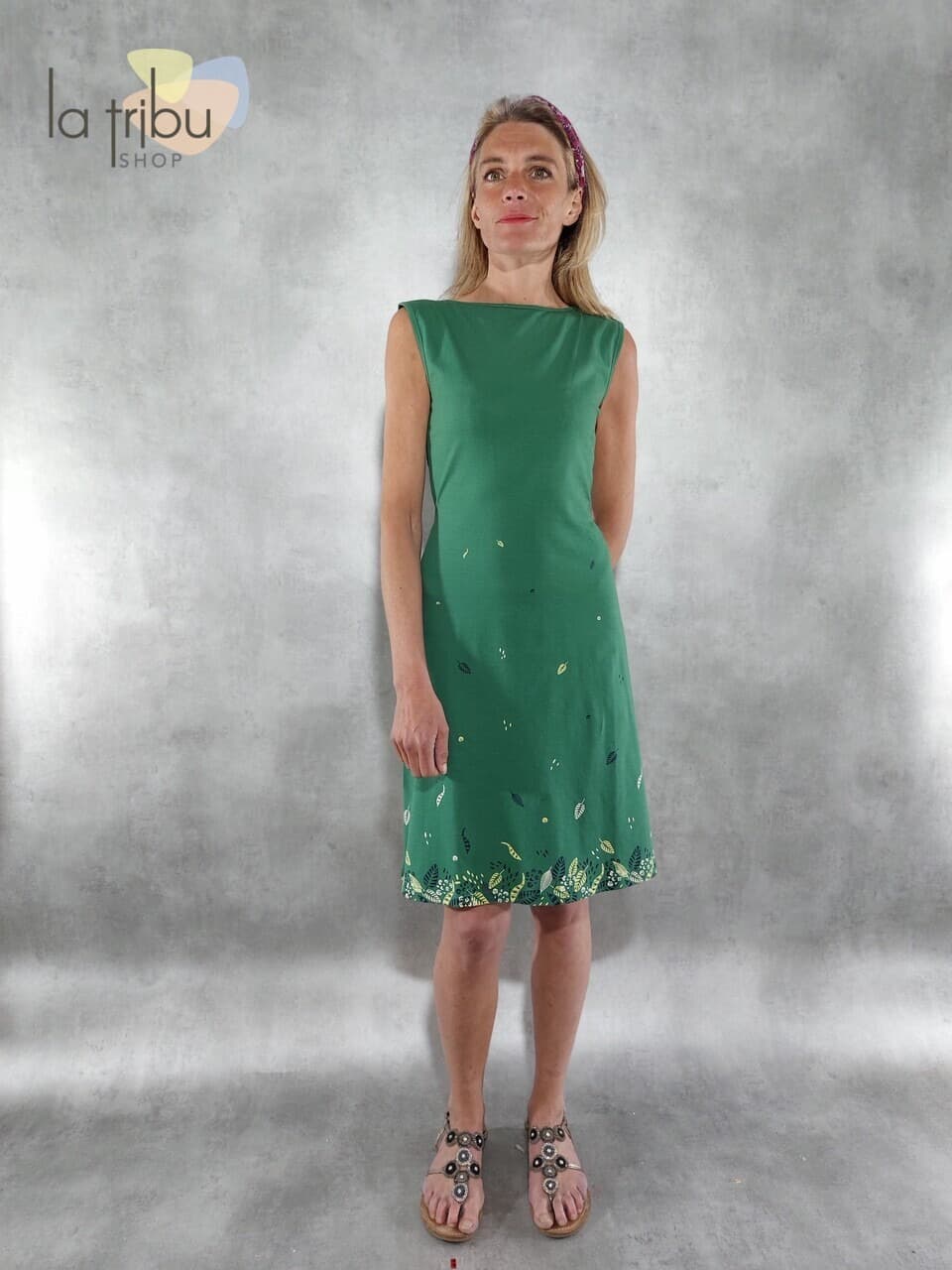 Robe Tranquillo Jersey Kleid (Palm leaf) - Extra-small