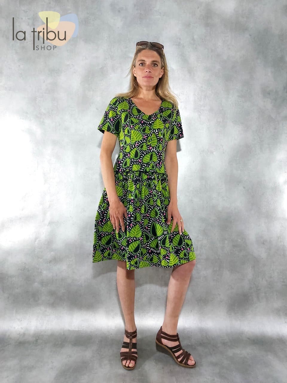 Robe Bla-Bla Joelle (Green leaves) - Large
