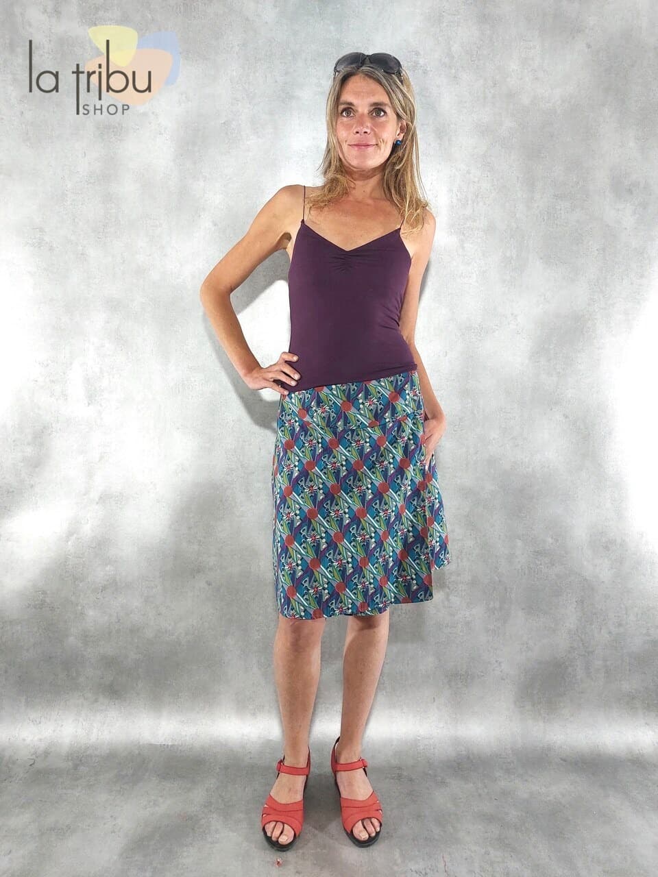 Jupe Kali-Yog réversible Pani (Galaxy blue/Galaxy orange) - Double Extra-large