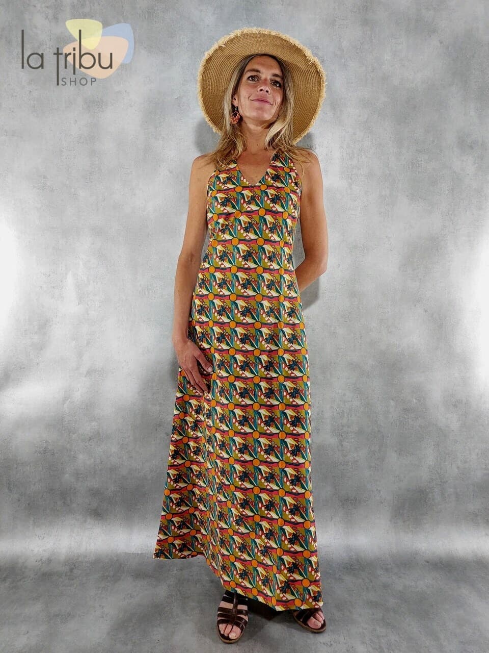 Robe Kali-Yog Penelope longue (Galaxy orange) - Medium
