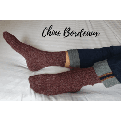 Chaussettes "Laska" mi-mollet bordeaux (Issues De Chaussettes Recyclées!) 36/38
