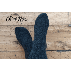 Chaussettes "Laska" mi-mollet noires (Issues De Chaussettes Recyclées!) 39/41