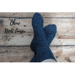 Chaussettes "Laska" mi-mollet noires-lurex (Issues De Chaussettes Recyclées!) 42/44