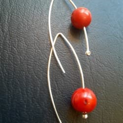 Boucles d'oreilles "Pendantes" semi-précieuse Bambou marin