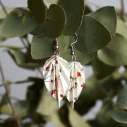 Boucles d'oreilles Origami Feuilles Blanches