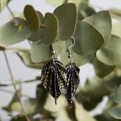 Boucles d'oreilles Origami Feuilles Noires et Or