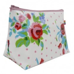 Grosse trousse en toile de coton enduite (8 coloris disponibles) Fleur blanche