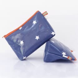 Grosse trousse en toile de coton enduite (8 coloris disponibles) Etoile bleue