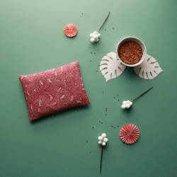 Petite Bouillotte aux graines de lin - Vagues rouges