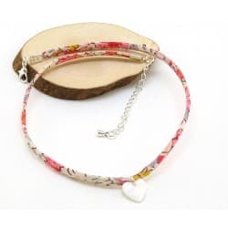 Collier liberty - Coeur en nacre - Au royaume des filles