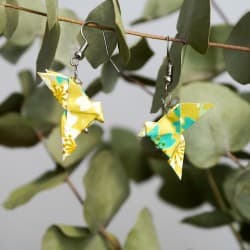 Boucles d'oreilles Origami Colombes jaunes