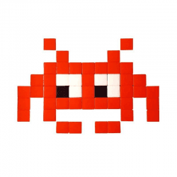 Mosaïque intérieur-extérieur INVADER Space Alien (3 versions disponibles) Rouge