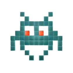 Mosaïque intérieur-extérieur INVADER Space Alien (3 versions disponibles) Turquoise minéral